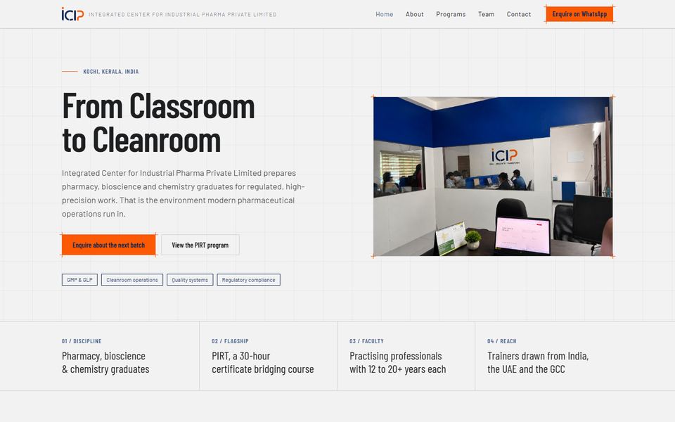 Integrated Center for Industrial Pharma home page
