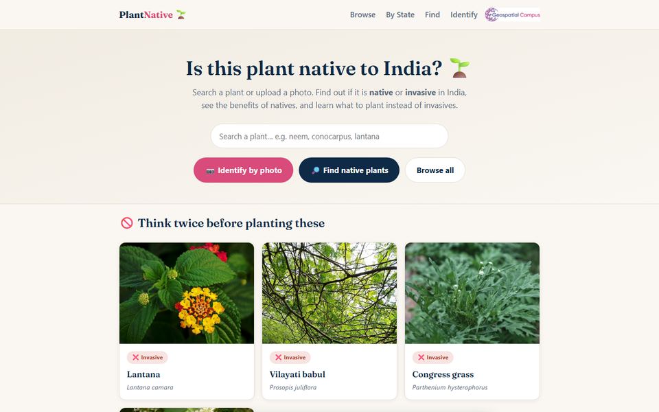 PlantNative home page